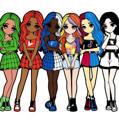 a group of girls realistic