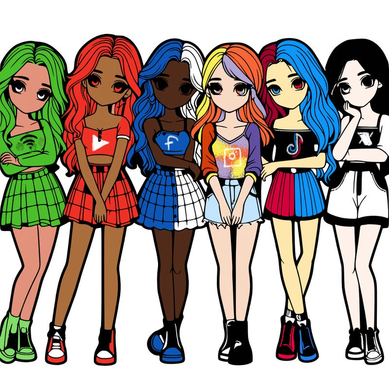 a group of girls realistic