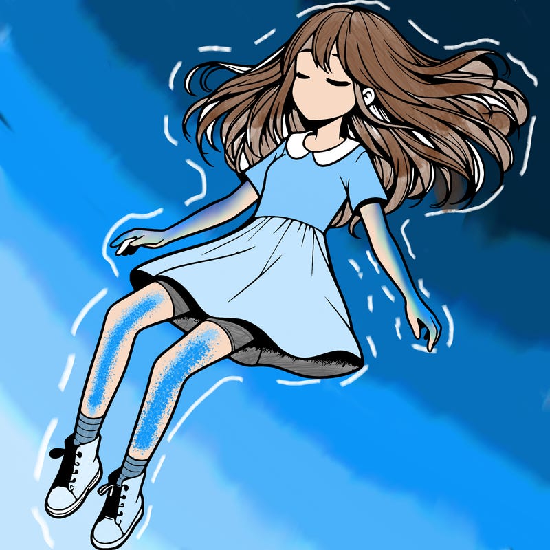 realistic girl floating