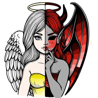 realistic angel half demon