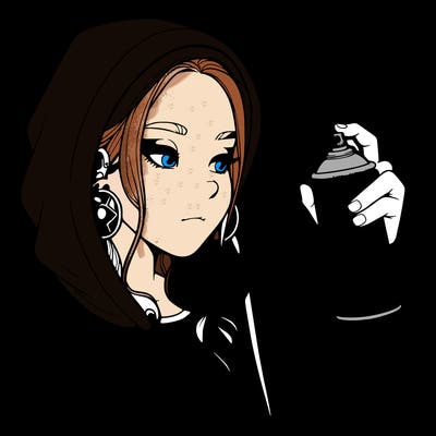 a realistic girl, spray painting