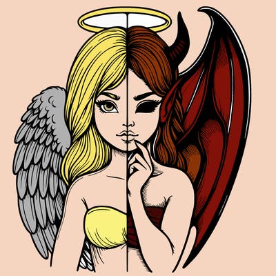 realistic angel half demon