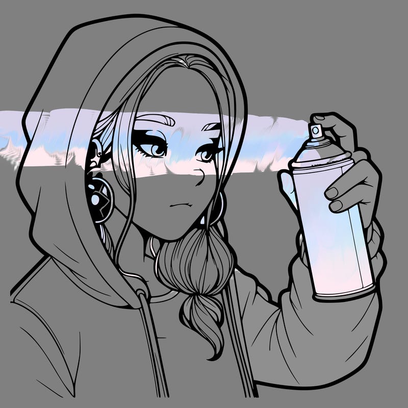 a realistic girl, spray painting