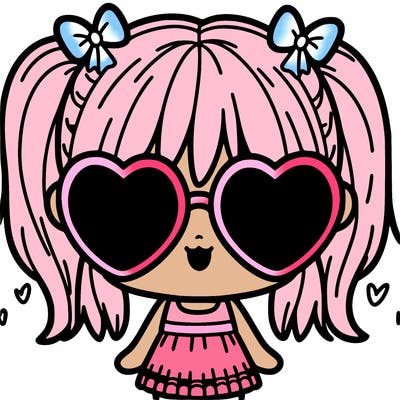 cute girl with heart sunglasses