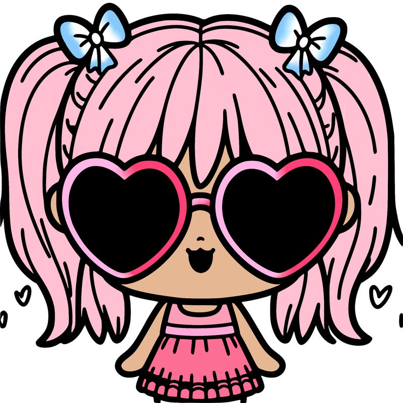 cute girl with heart sunglasses