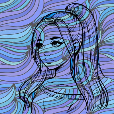 realistic girl with a high ponytail