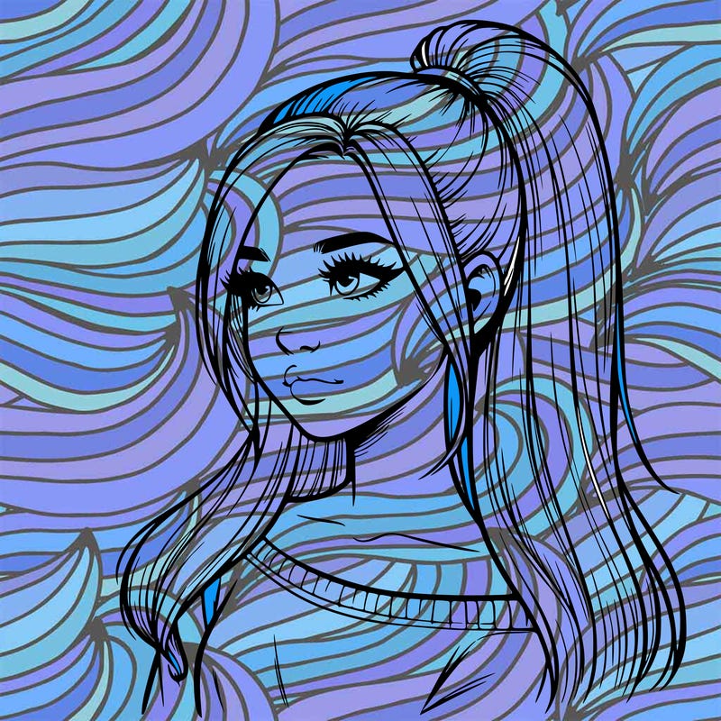 realistic girl with a high ponytail