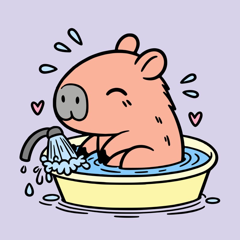 capybara taking a bath