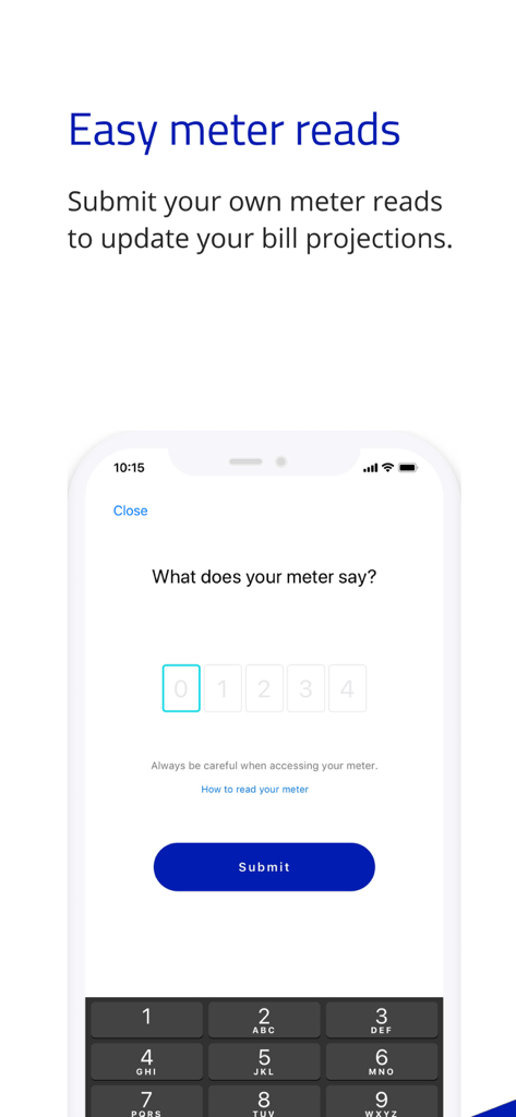 AGL - AGL app screen for entering meter reads to update bill projections