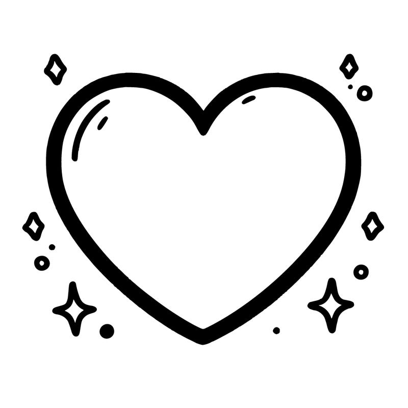 a blank heart with a line in the middle