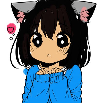 shy anime catgirl