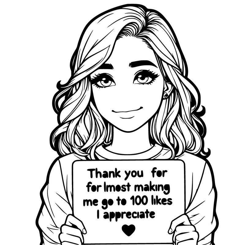 a realistic girl holding a sign that says thank you for almost making me go to 100 likes i appreciate it