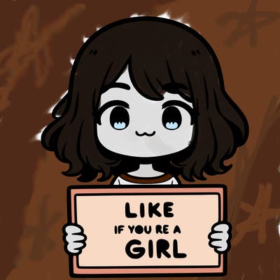 a cute girl holding a sign that says like if you’re a girl