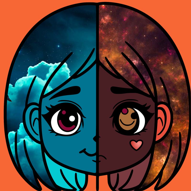 girl with a good side and a bad side spilt