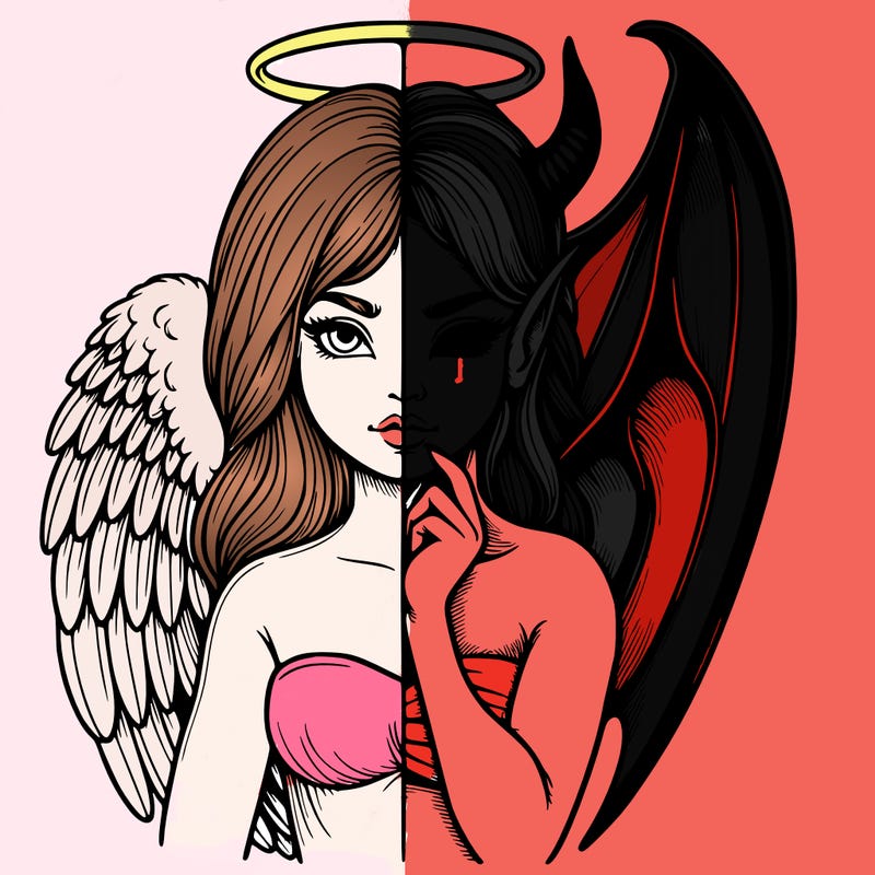 realistic angel half demon