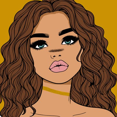 a realistic girl with wavy hair and lips