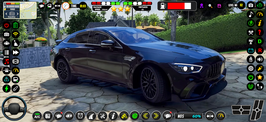 Urban Hard Park & Keep in Rule - Un coche deportivo de lujo negro en un juego de simulación de conducción y estacionamiento de coches en 3D