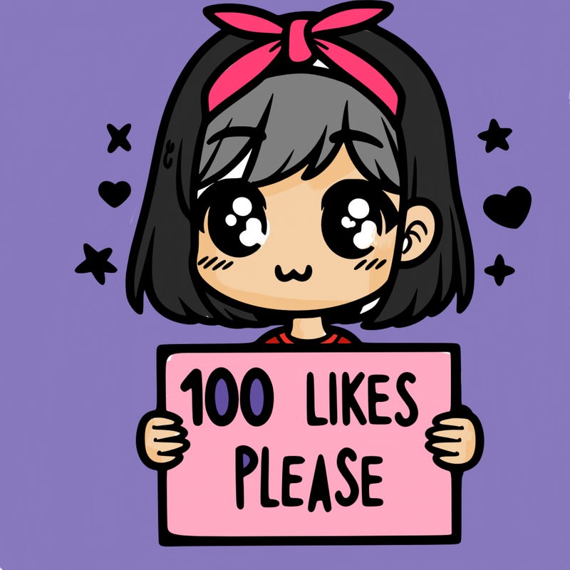 girl holding sign saying 100 likes please