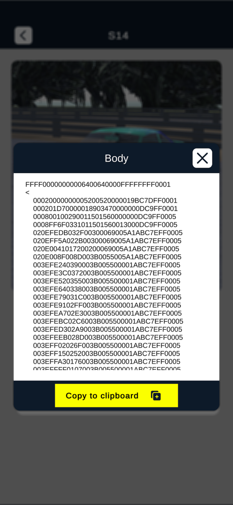 Skins Simulator for Fr Legends - Códigos de diseño emergentes para la carrocería del coche con un botón de copiar al portapapeles.