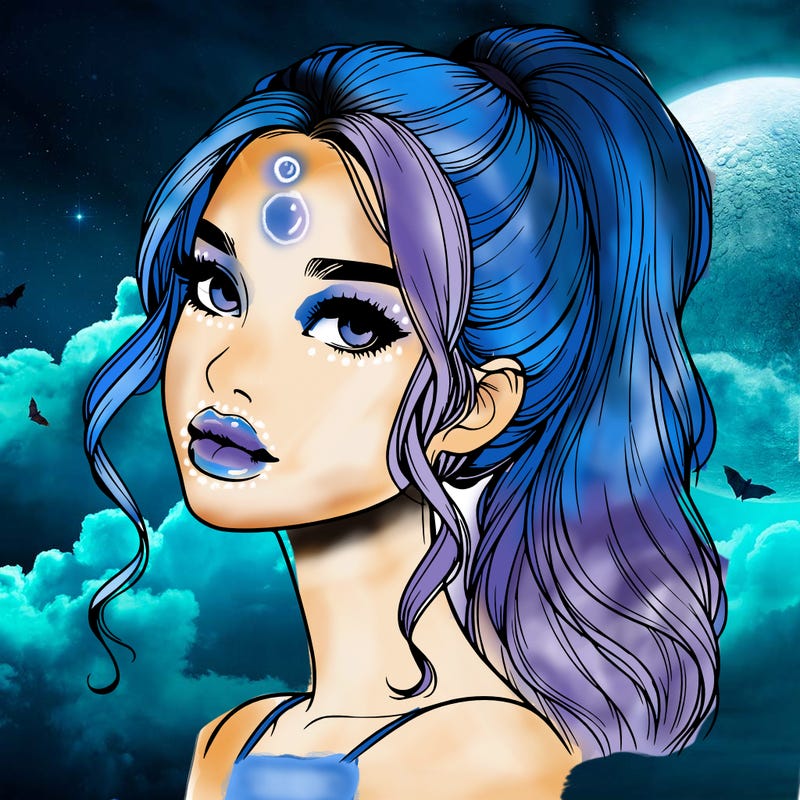 realistic girl with a ponytail on her hair and lips