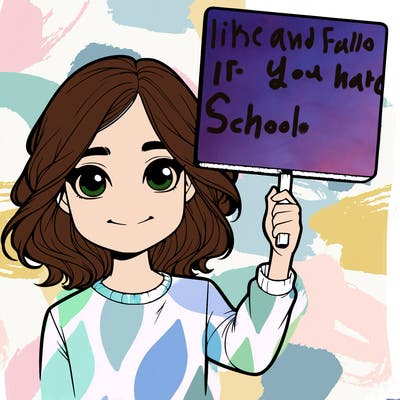 realistic girl holding up a sign