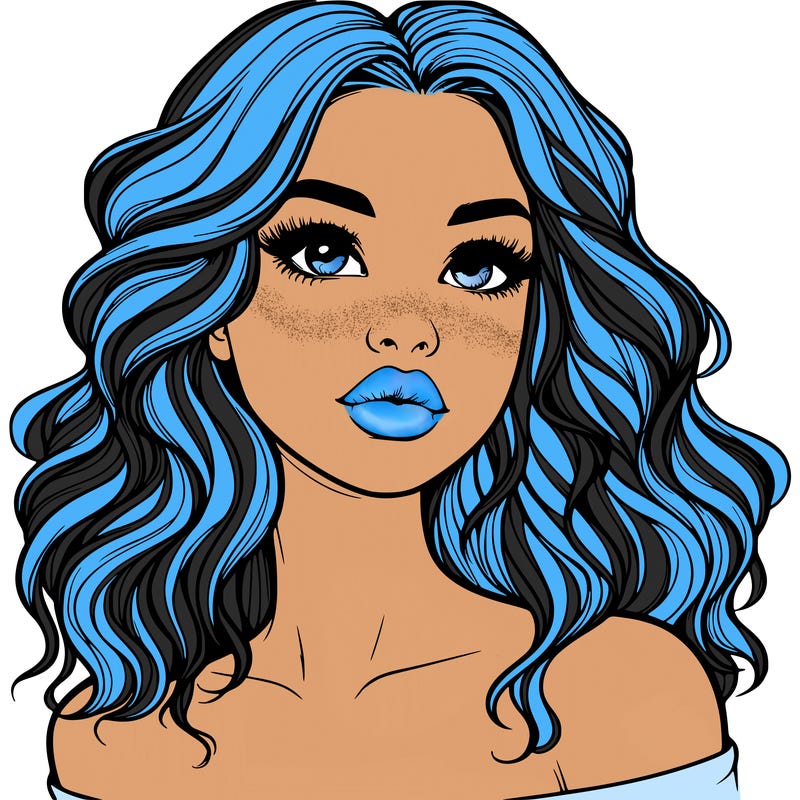 realistic girl with wavy hair and lips