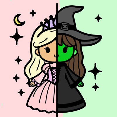 split princess and witch