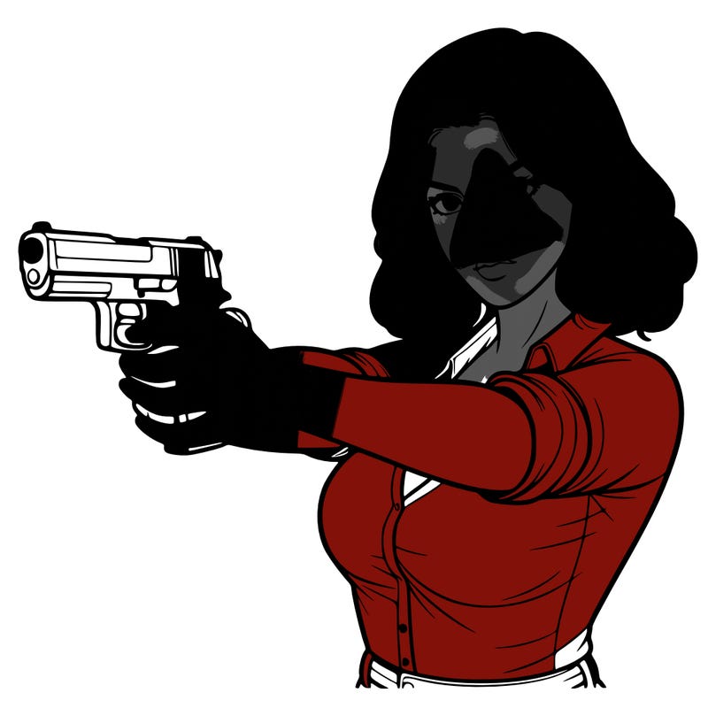 realistic women pointing a gun