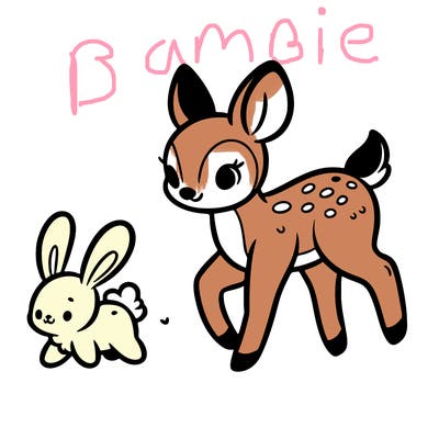 a fawn walking with a cute bunny