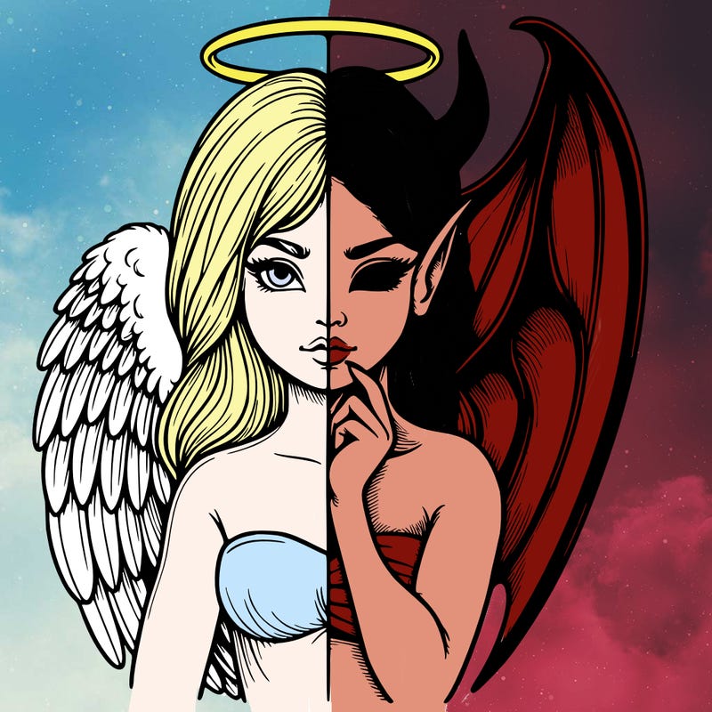 realistic angel half demon