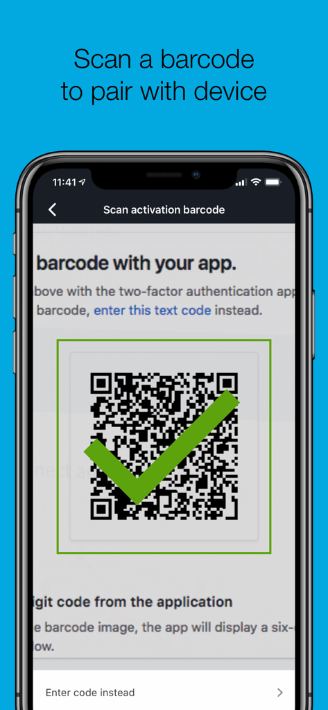 Scanning a QR code to pair a device with the OneLogin Protect app.