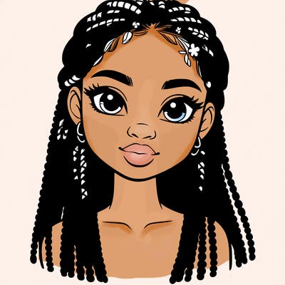 a realistic black girl with braids