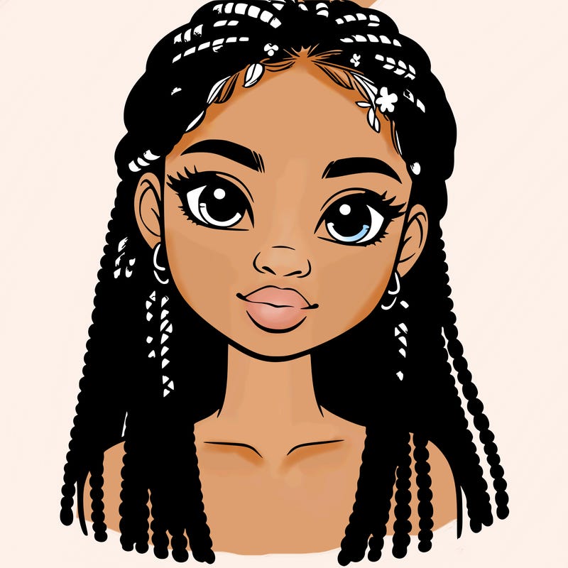 a realistic black girl with braids