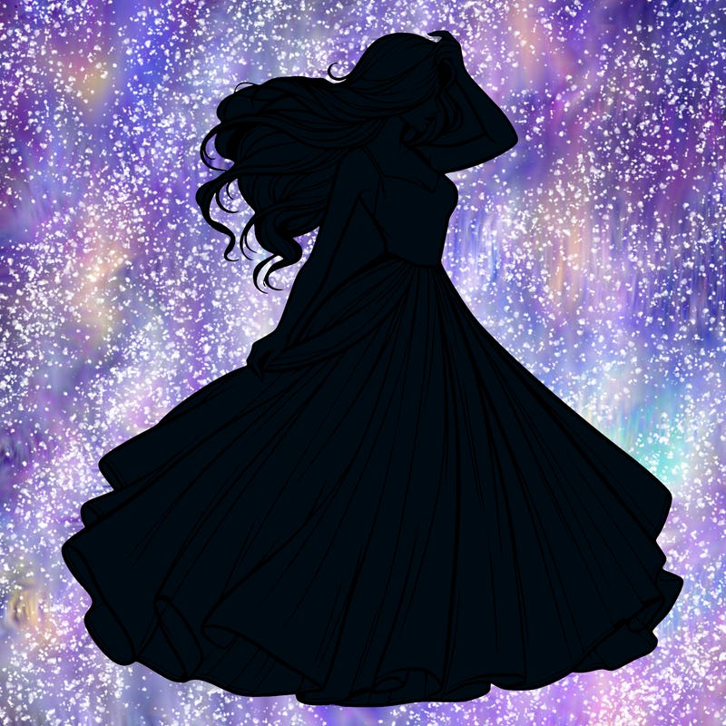 realistic woman with dress flowing in the wind