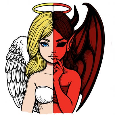 realistic angel half demon