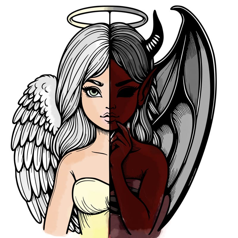 realistic angel half demon