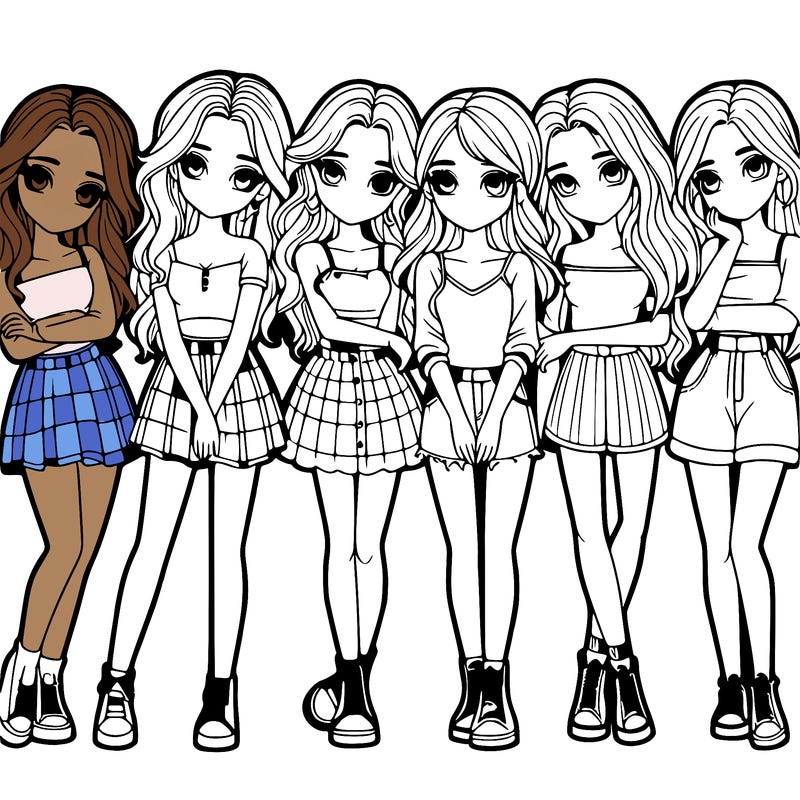 a group of girls realistic