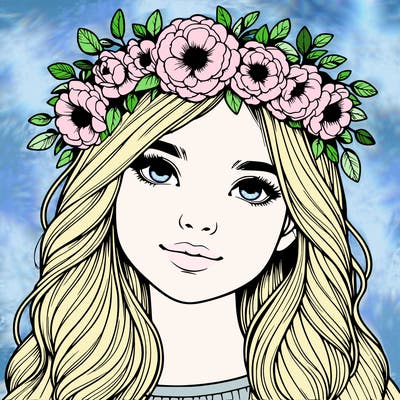 realistic girl with flower crown
