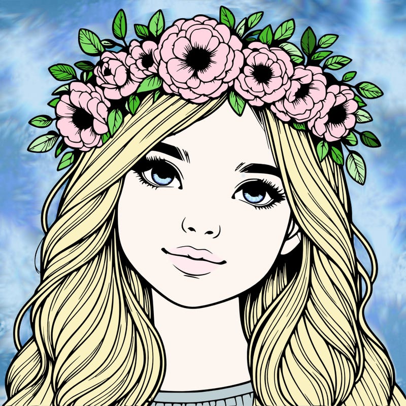 realistic girl with flower crown