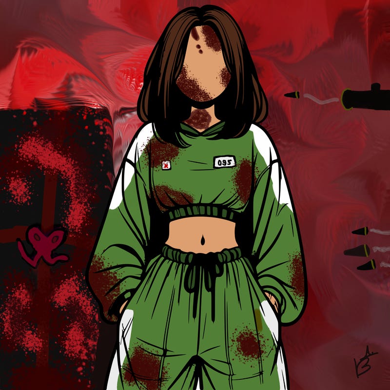 realistic girl faceless with baggy pants and a crop top