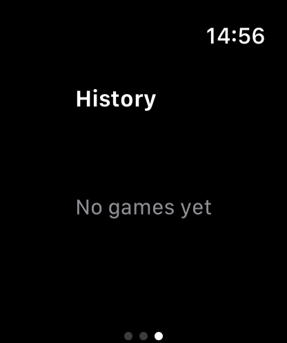 Badminton Score Tracking - Empty match history screen on the Badminton Score Tracking Apple Watch app