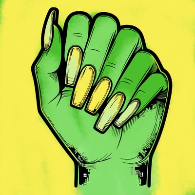 realistic hand with square nails