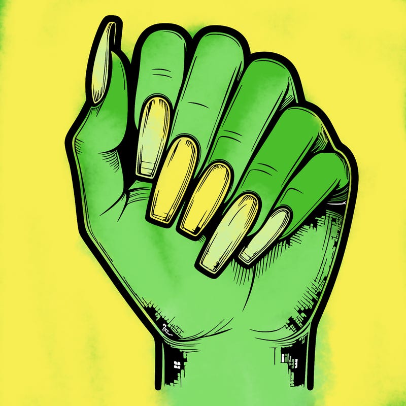 realistic hand with square nails