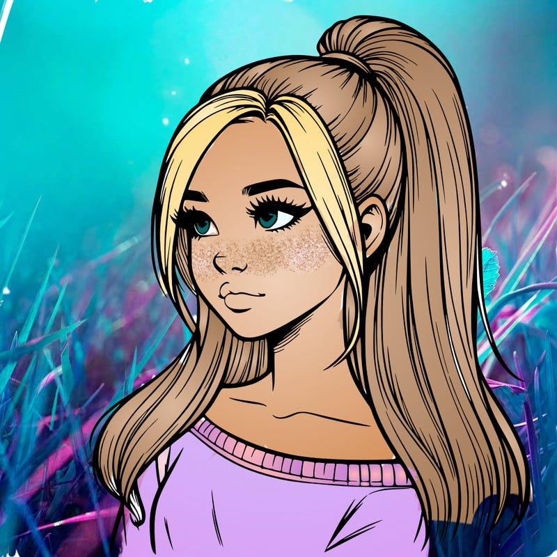 realistic girl with a high ponytail
