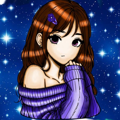 realistic girl with off-shoulder sweater