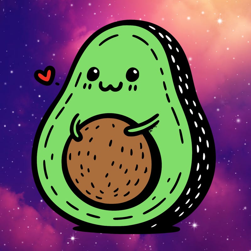 an avocado hugging an avocado