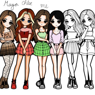 a group of girls realistic