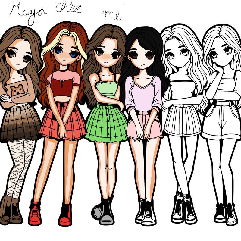 a group of girls realistic