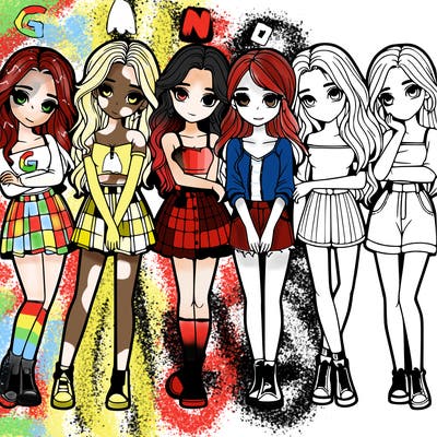 a group of girls realistic