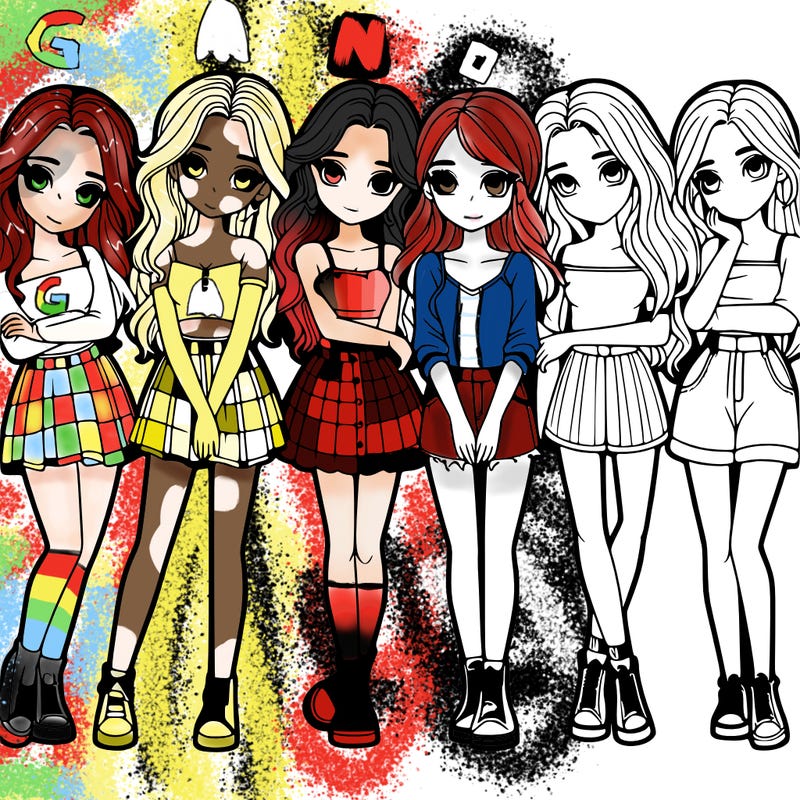 a group of girls realistic